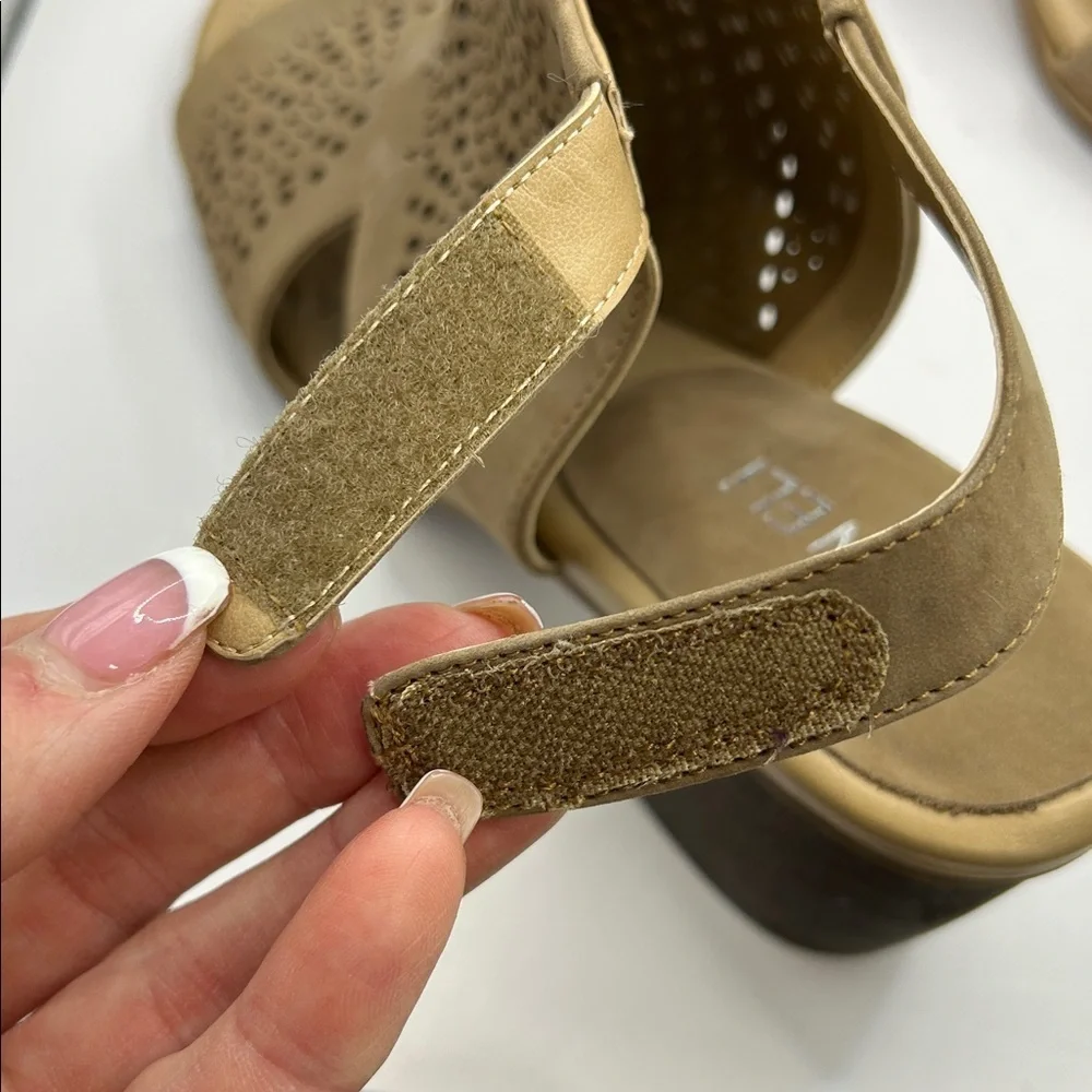 Van Eli Tan Perforated Wedge Sandals